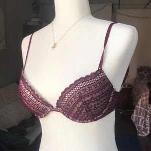 Victoria’s Secret Maroon Lace Push-up Bra